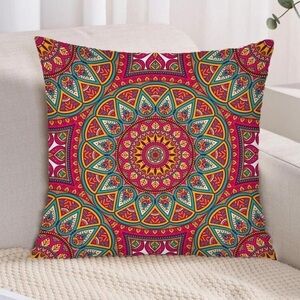 MANDALA PATTERN PRINT THROW PILLOW COVER